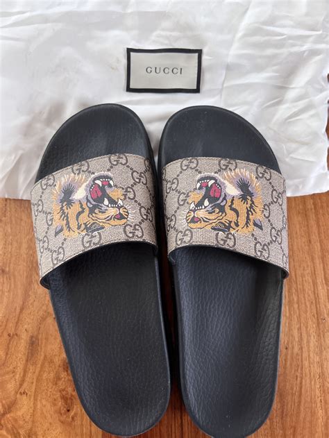 gucci slides tiger fake|gucci tiger slide goat.